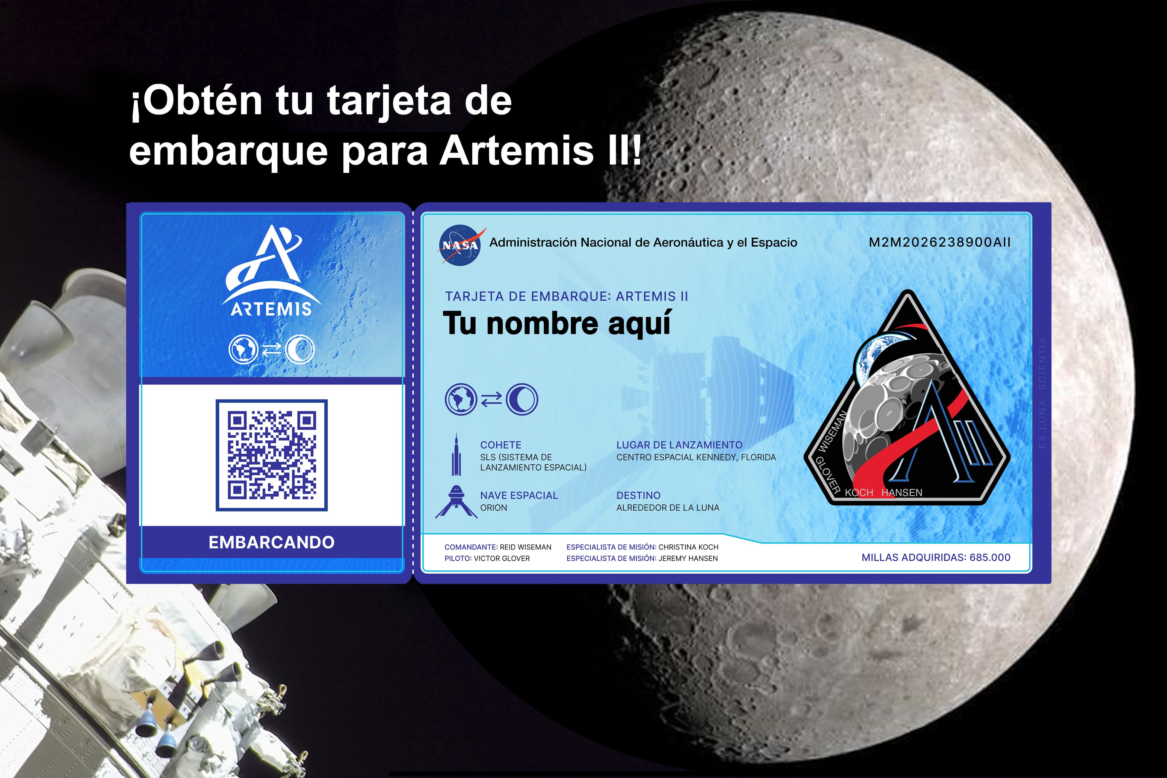 Envía tu nombre alrededor de la luna tr 2026 con la misión artemis II de la nasa