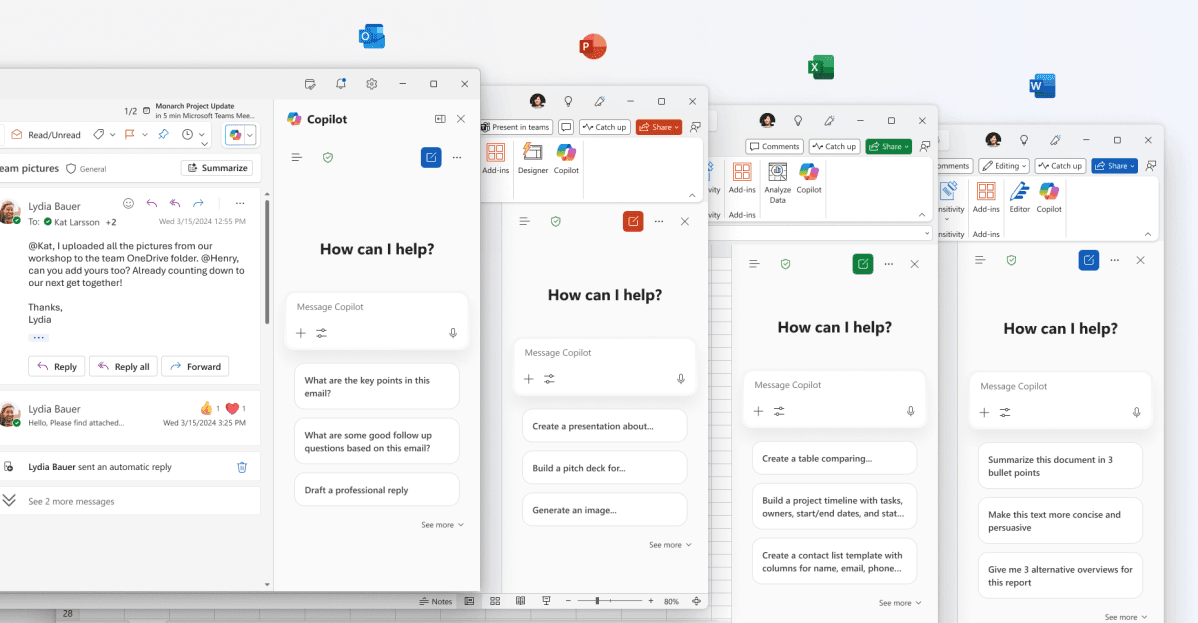Microsoft'un Ofis Uygulamaları artık ücretsiz Copilot sohbet özelliklerine sahip