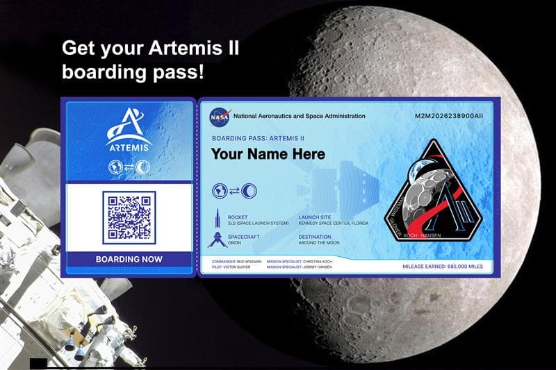 NASA'nın Artemis II Mission'da 2026'da Moon'un etrafında adınızı başlatın