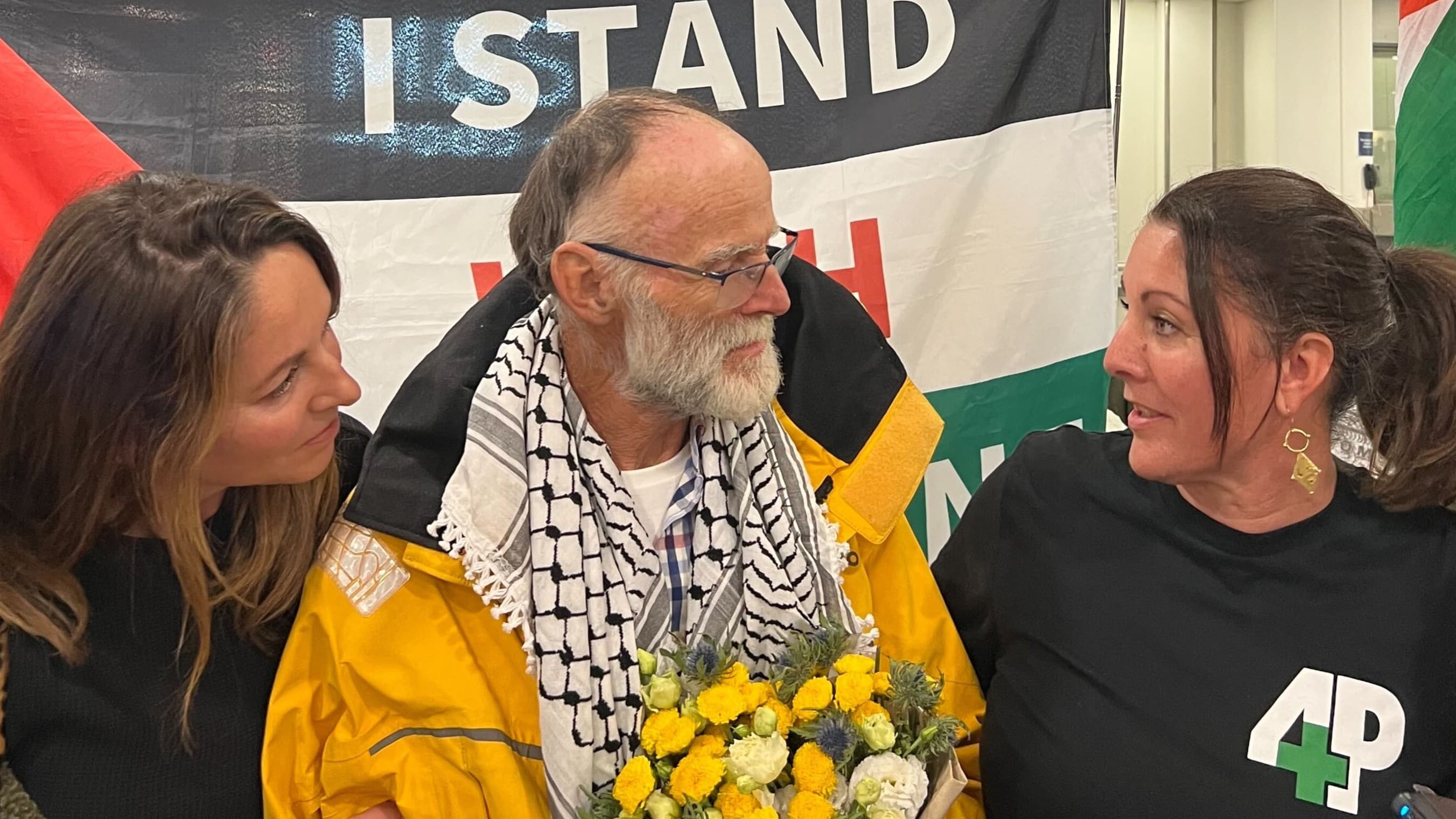 British veteran returns home after 'kidnapping' by Israeli forces during Gaza flotilla