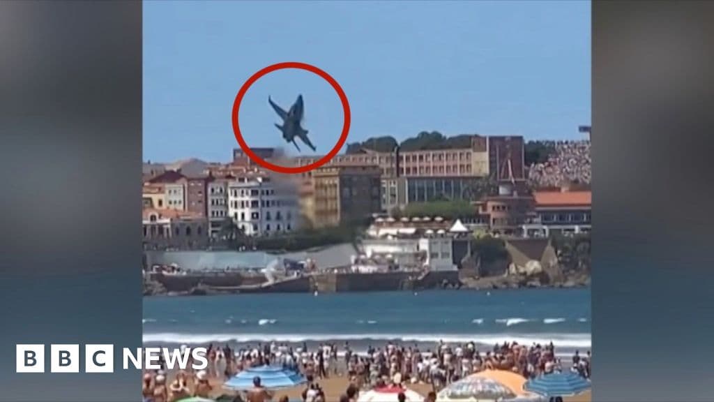 Fighter Jet, paketlenmiş plajın yakınındaki kuşlardan kaçınmak için önemli ölçüde durur