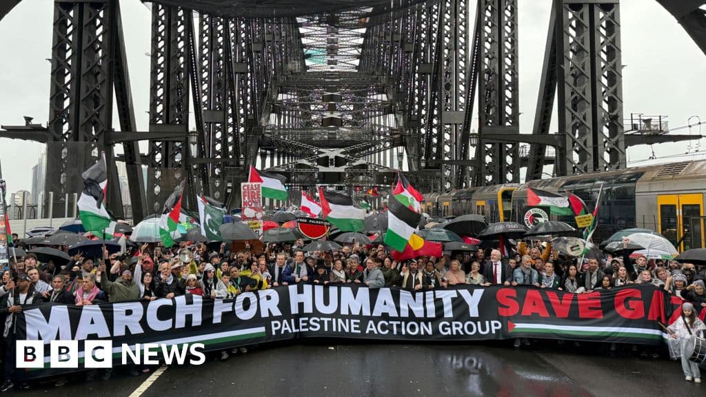Filistin yanlısı yürüyüş Sydney Harbor Köprüsü'nü kapatıyor