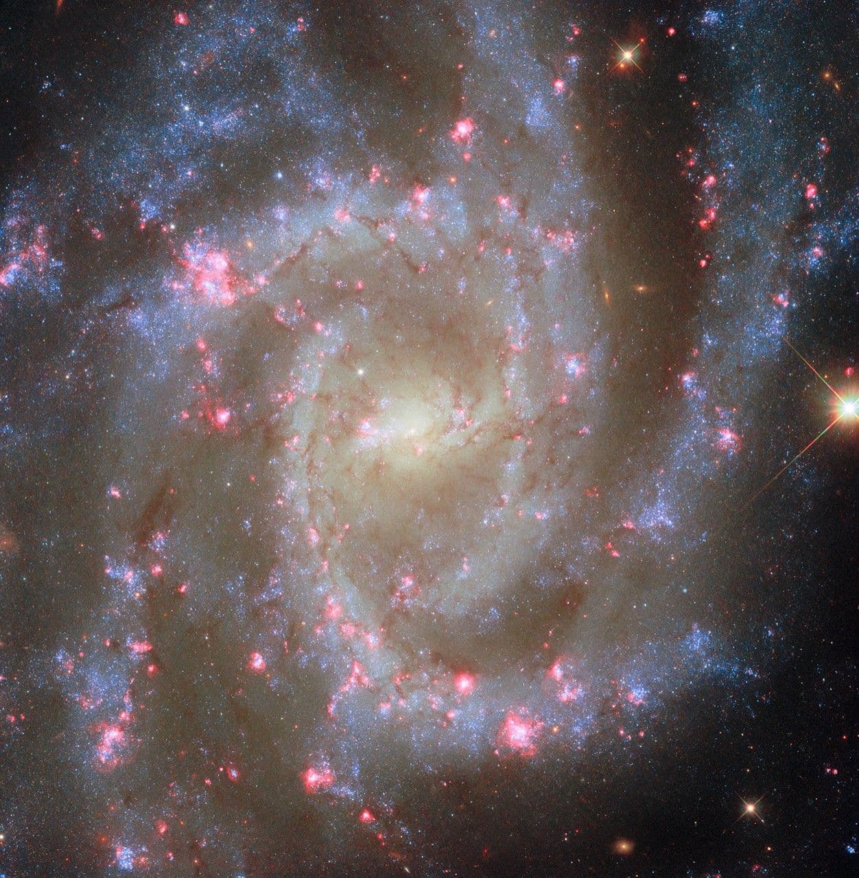 Hubble, yakındaki spiral galaksiyi dikkate alıyor