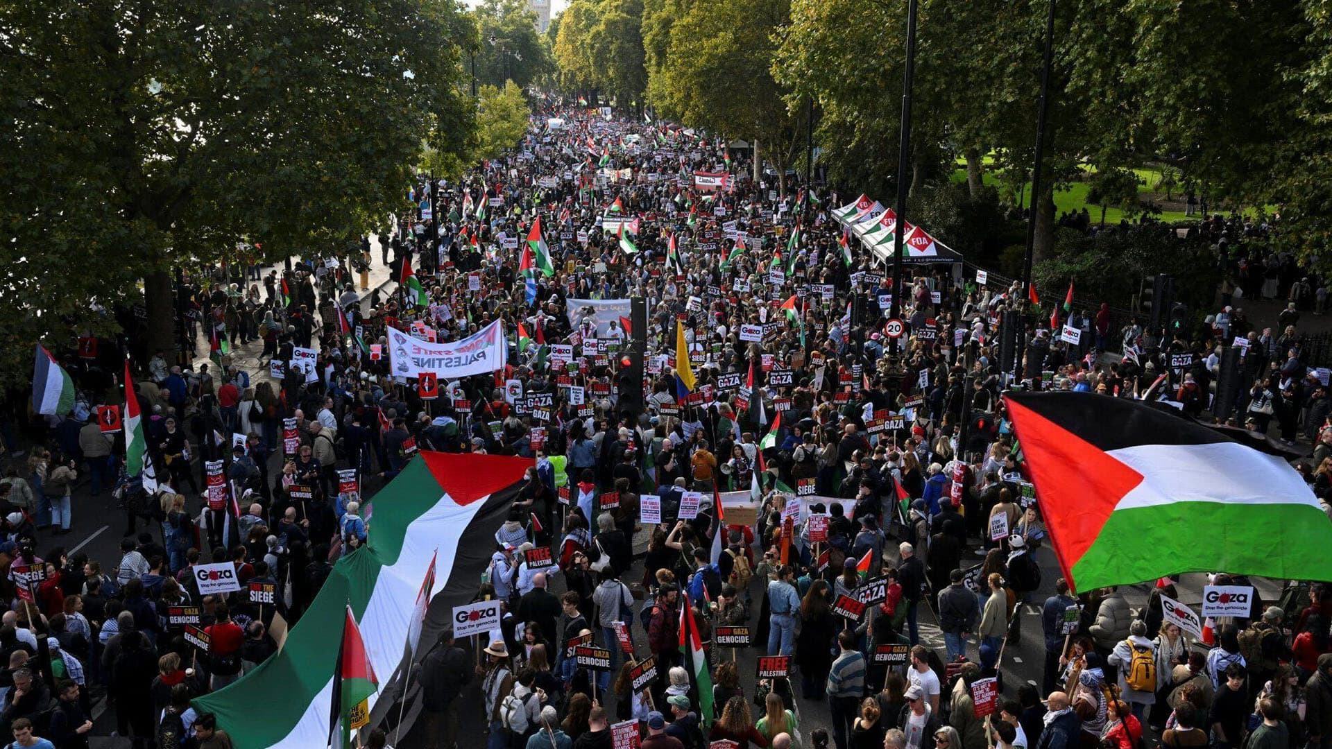 More than half a million march in London to demand lasting peace in Gaza