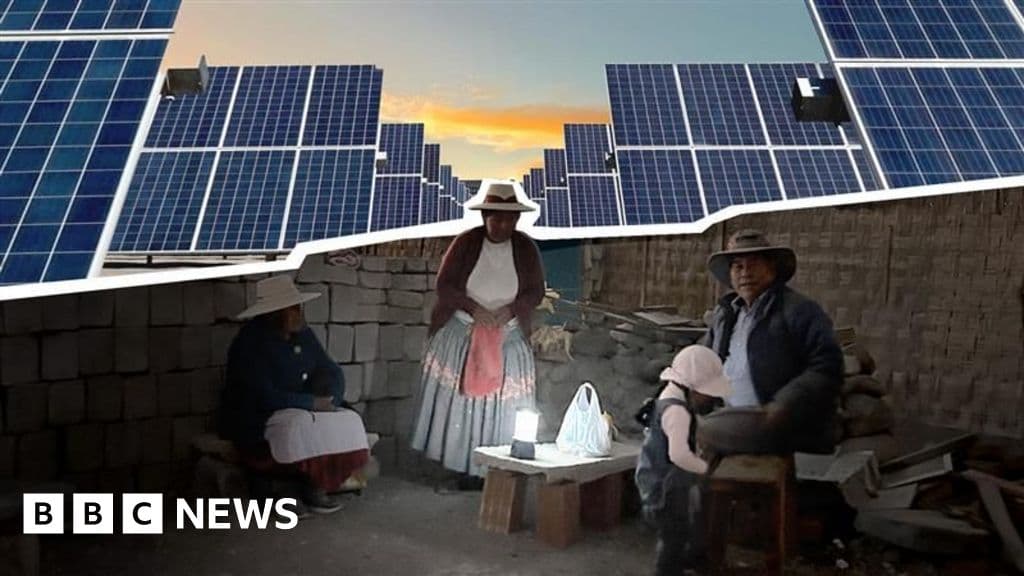 Peru'da büyük bir güneş bitkisinin yanındaki karanlıkta yaşayan köy