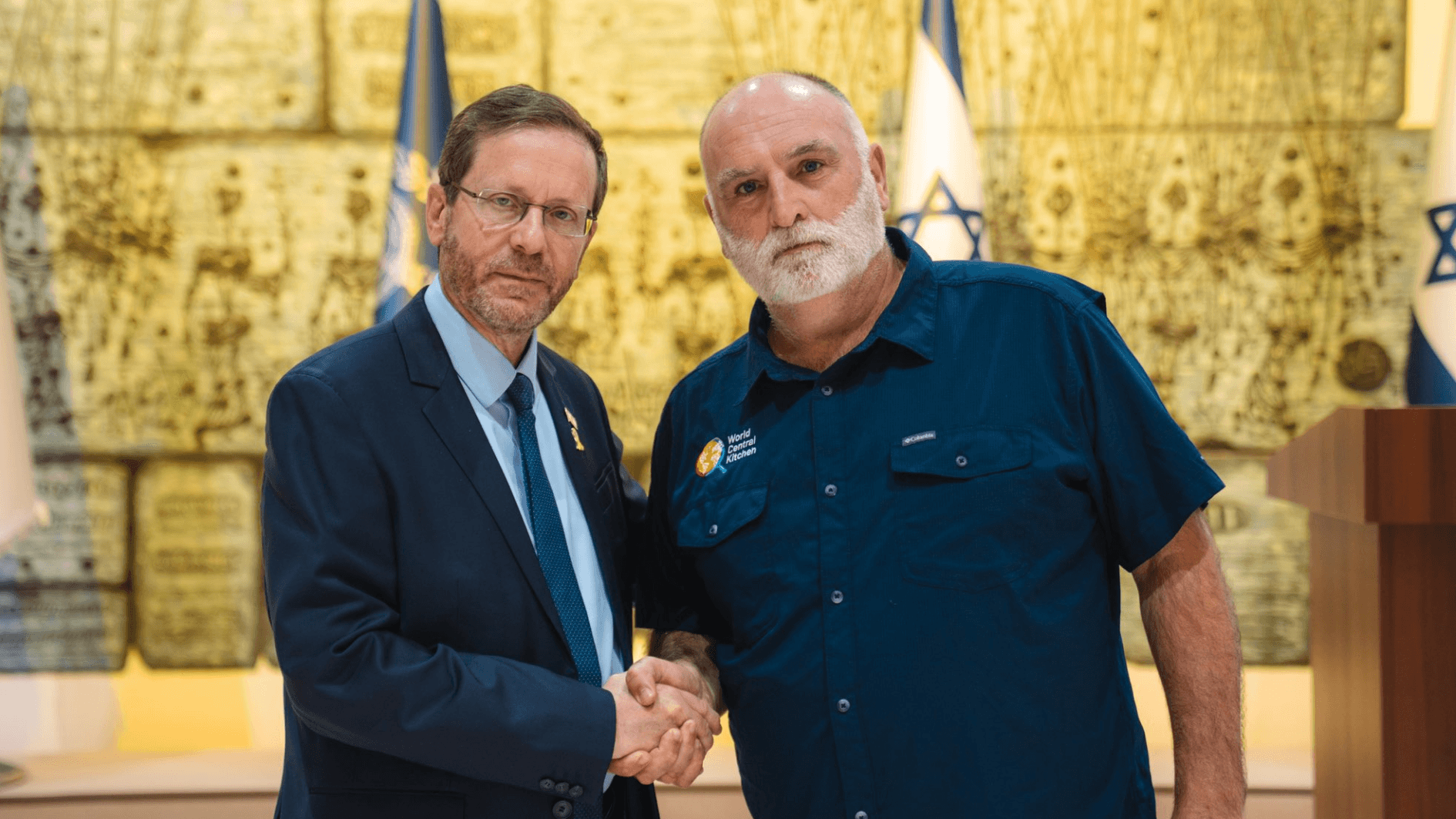 World Central Kitchen founder faces backlash for handshake with Israeli president
